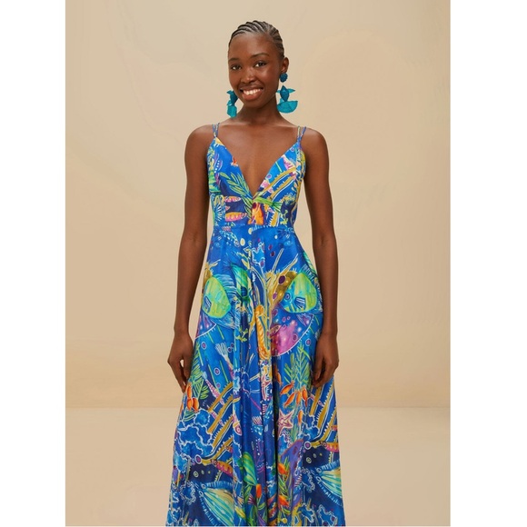 FARM Rio Dresses & Skirts - FARM Rio Blue Sea Life Sleeveless Maxi Dress Size Medium NWT